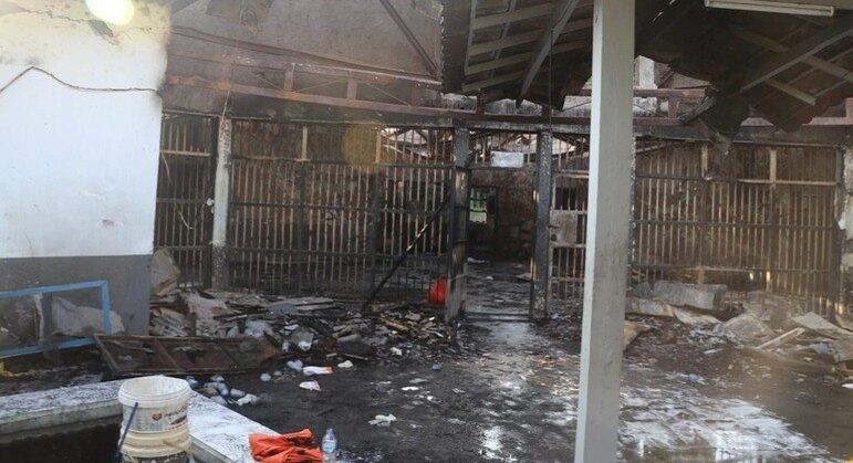 Ala da prisão ficou destroçada após o incidente
