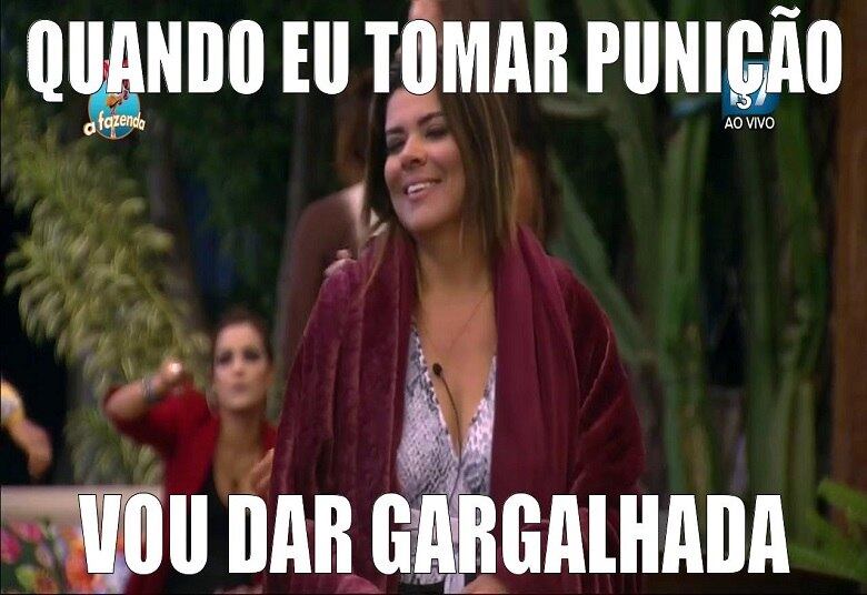 Mara Maravilha, Veridiana e Luka foram os três peões indicados à Roça. Após a votação pra lá de polêmica, que aconteceu na noite desta terça-feira (13), Mara surtou e disparou críticas para cima de, praticamente, todos os peões. O episódio rendeu memes hilários!

+ Douglas canta e grita punindo Mara por punições
+ Marcelo quer sair de A Fazenda
+ Mara Maravilha surta, provoca os demais peões e canta "eu só quero comer tapioca"
+ Carla fatura R$10 mil e manda Mara direto para a Roça
