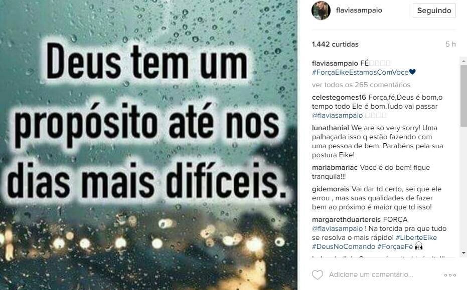 Flavia Sampaio se manifestou sobre a prisão do marido nesta segunda-feira (30)