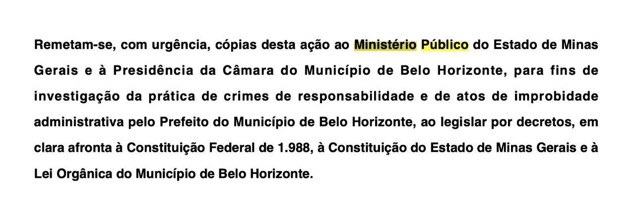 Na decisão, juiz pede que MP investigue o prefeito de BH