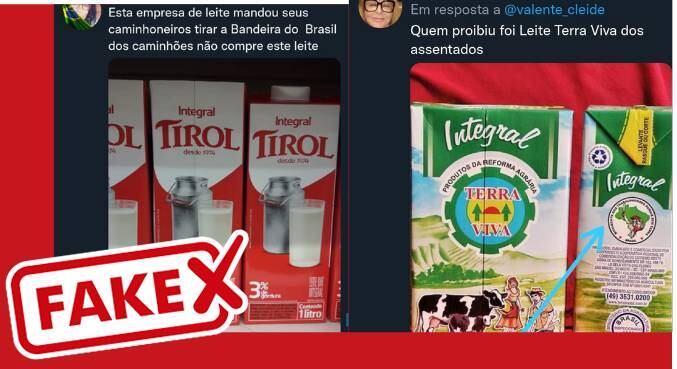 Tuítes com informações falsas sobre laticínios
