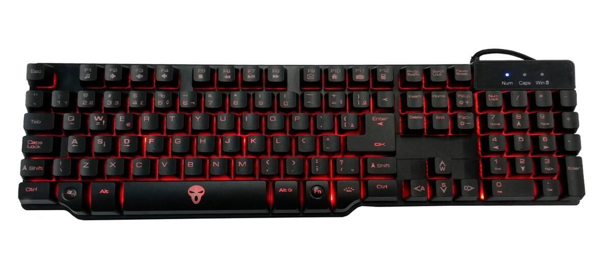 Teclado mecânico Gamer Phantom tem iluminação LED e chassi de aço