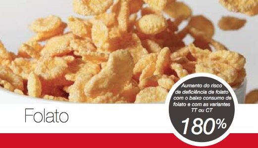 







O folato é uma vitamina do complexo B, solúvel em água, necessária para o crescimento e desenvolvimento celular. Baixos níveis de folato no sangue foram associados com o maior risco de doenças cardíacas e derrame cerebral. A habilidade de um indivíduo processar folato, de forma eficiente, depende do gene MTHFR.





A MTHFR converte o folato obtido por meio da dieta em uma forma ativa do nutriente que pode ser usada pelo corpo em nível celular.  








Para reduzir o risco de deficiência, a ingestão de folato deve ser de pelo menos 400mcg por dia. Alimentos naturalmente ricos em folato incluem feijões, lentilhas, grão de bico, quiabo, espinafre e folhas verdes em geral. Outras fontes de folato são os cereais enriquecidos, pães e farinha de trigo fortificada com ácido fólico