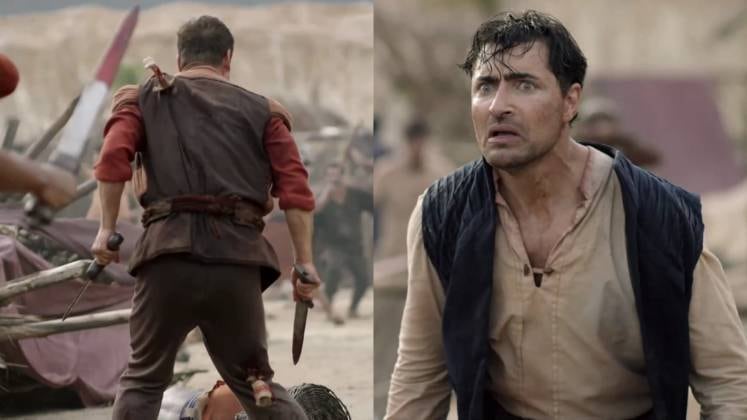 No entanto, o comandante do exército de Israel se distraiu e foi atingido por duas espadas. Saul ficou devastado com o ataque dos amonitas ao primo  
