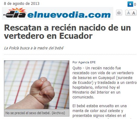 Sexo da criança não foi informado