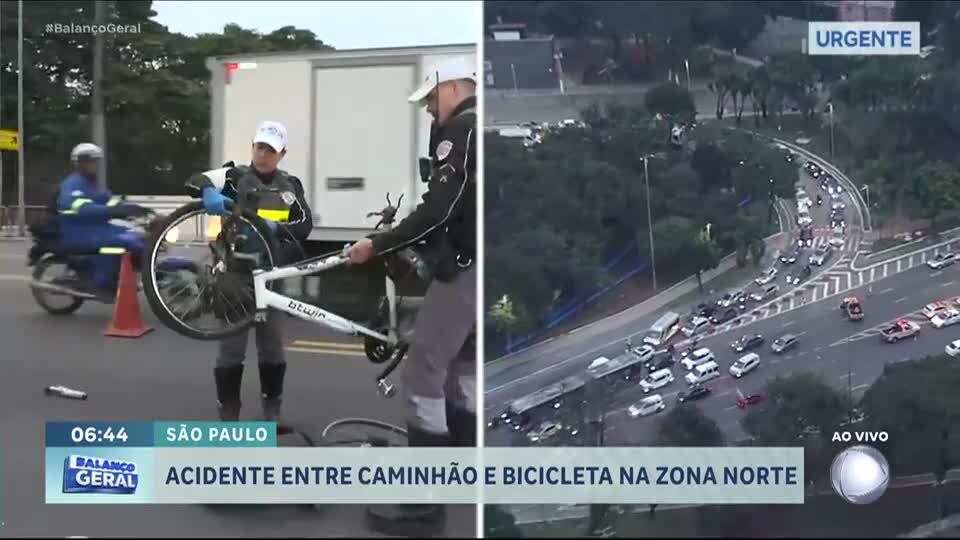 Ciclista sofre parada cardiorrespiratória após sofrer acidente com caminhão em São Paulo