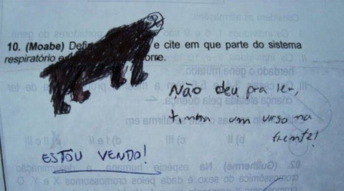 Tem gente que tenta de tudo para não zerar a prova