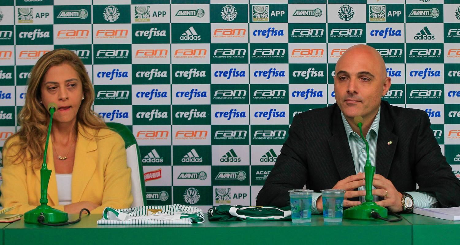 Leila Pereira e o presidente Maurício Galiotte: união no Palmeiras