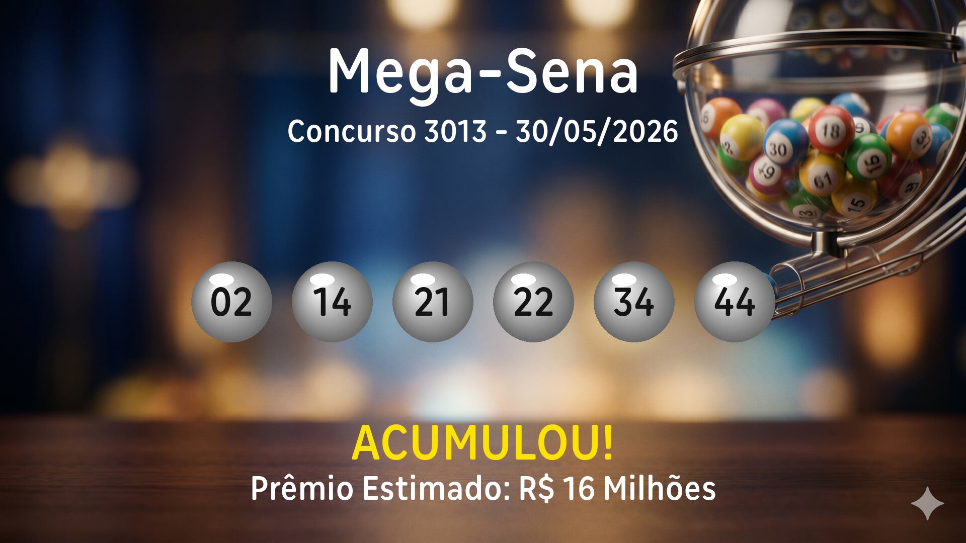 Mega-Sena: veja os números sorteados no concurso 3013