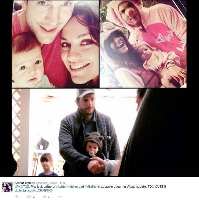 Quem estava curioso sobre a beleza de Wyatt Isabelle, filha de Ashton Kutcher e Mila Kunis, pode ficar tranquilo, a pequena é uma fofa. Em fotos vazadas nesta sexta-feira (9) no Twitter, a pequena aparece com a família 