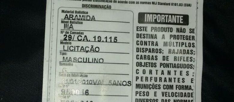 Coletes estariam fora do prazo de validade