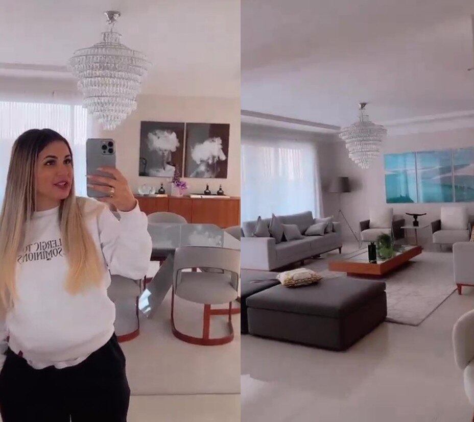 Após receber perguntas de seus seguidores, Deolane Bezerra usou as redes sociais nesta semana para mostrar os lustres luxuosos e diferentões de sua mansão. Nos vídeos compartilhados por ela, foi possível ver detalhes dos cômodos e da decoração do imóvel que fica em Alphaville, em São Paulo, e tem 1.000 m² de área construída. Veja fotos a seguir