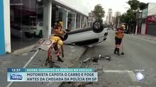 Motorista capota carro e abandona o local após acidente no Tatuapé (SP)