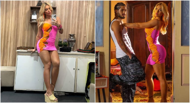 Por falta de um look revelador, Virginia usou dois no vídeo de Marrento. Em algumas das cenas, a loira surgiu de vestidinho curtíssimo cheio de recortes