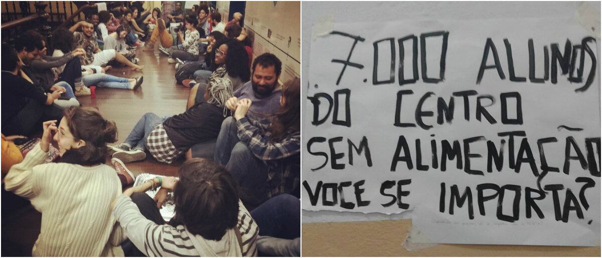 Alunos se posicionaram nos corredores do IFCS e confeccionaram cartazes com as reivindicações