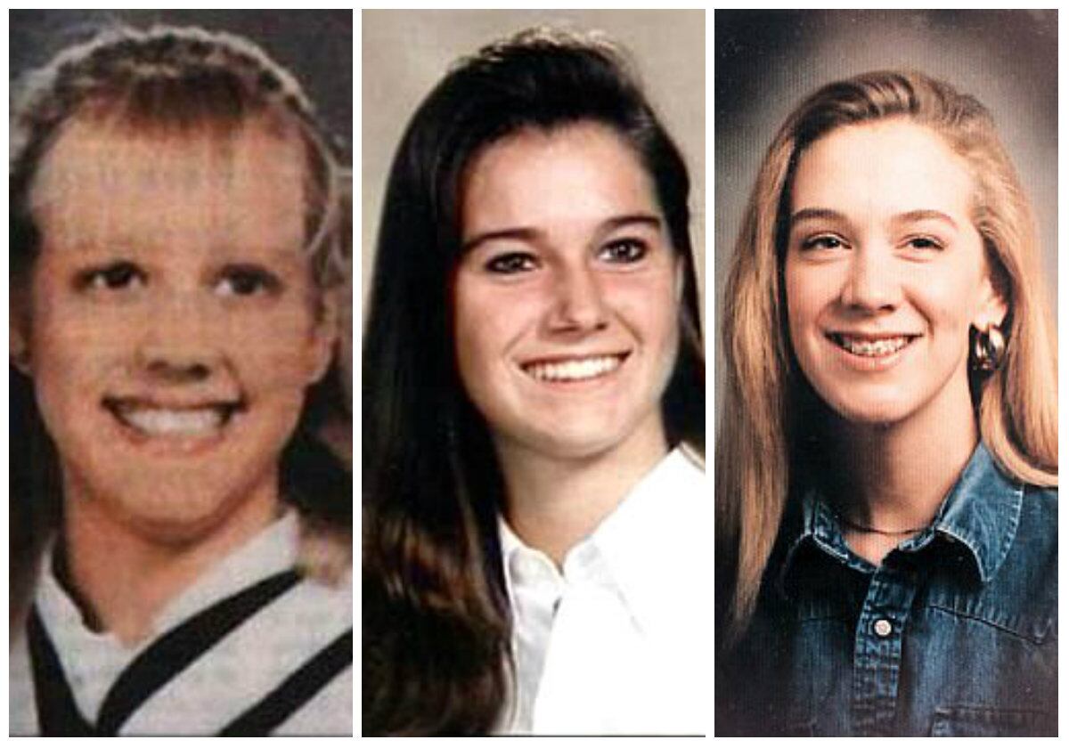 Karla, que hoje tem 47 anos, foi condenada à prisão em 1993 por estuprar, torturar e matar as estudantes Kristen French (centro) e Leslie Mahaffy (direita) com a ajuda de seu então marido, Paul Bernardo. A assassina canadense também desempenhou um papel importante na morte da própria irmã Tammy (esquerda), ao ajudar Bernado a drogá-la, estuprá-la e depois matá-la