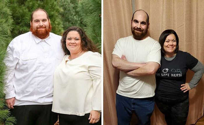 Depois que perdeu os primeiros 45 kg, o estadunidense passou a incorporar exercícios físicos à rotina e assumiu o comando das refeições da mulher, que perdeu 30 kg em 14 meses