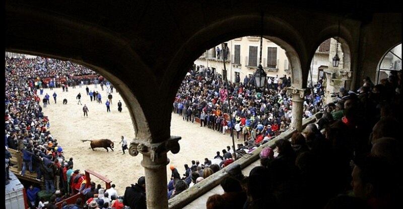 Entre 45 mil e 50 mil pessoas foram atraídas no
fim de semana à festa de quatro dias deste ano na Espanha, que inclui touradas à tarde e
eventos de corridas de touros