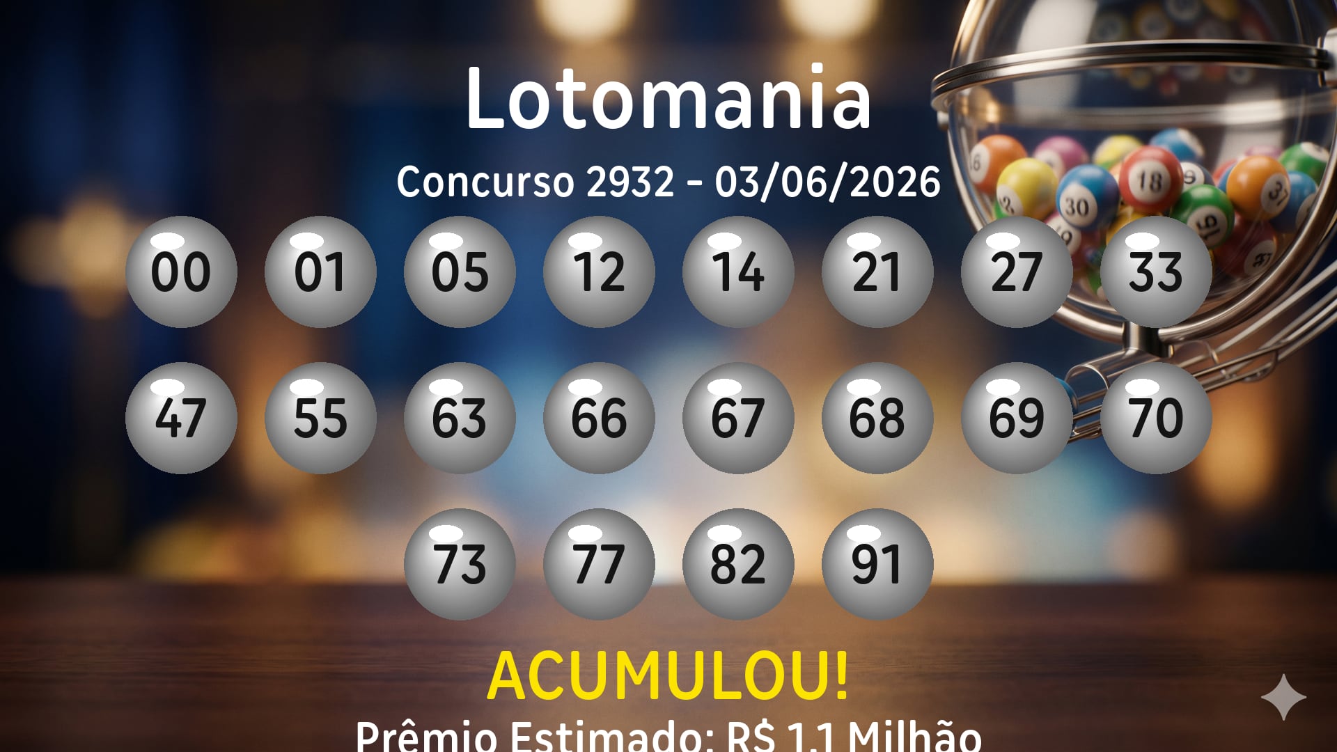Lotomania: veja os números sorteados no concurso 2932