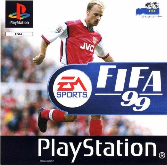 A edição do FIFA 99 teve uma capa global e diversas outras nacionais. Na versão internacional, o game trouxe o meia holandês Dennis Bergkamp (foto). Outros nomes como o espanh