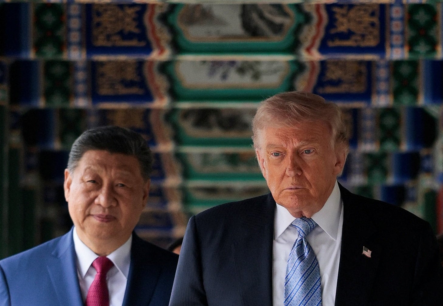 Donald Trump e o presidente chinês, Xi Jinping, em Pequim