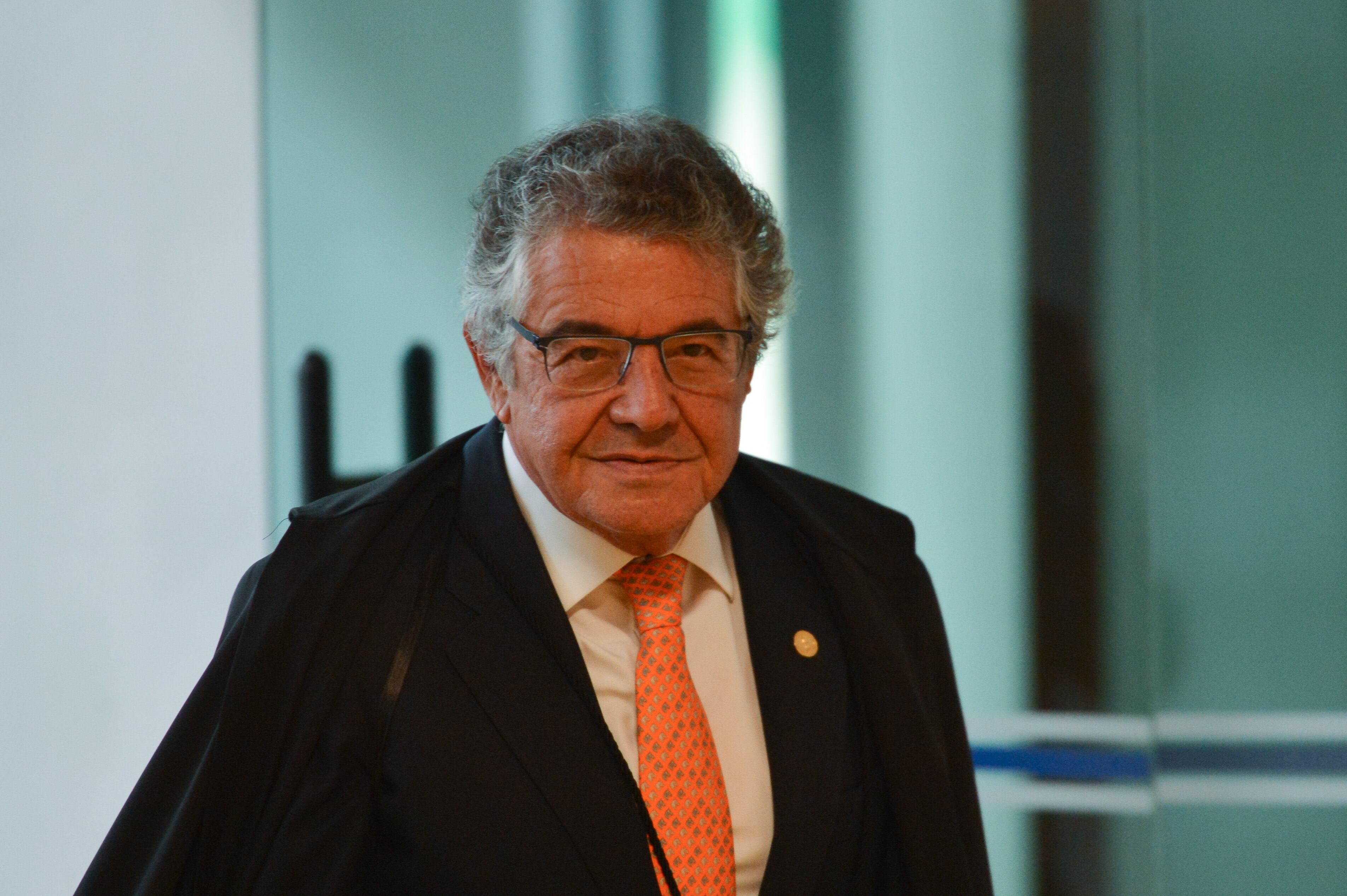 Ministro Marco Aurélio Mello, durante a segunda parte da sessão de hoje (23) para julgamento sobre a validade da prisão em segunda instância do Supremo Tribunal Federal (STF).