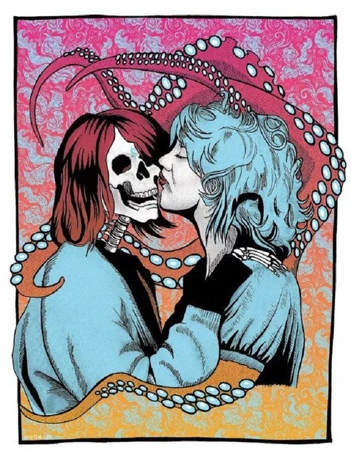 Kurt Cobain (Nirvana) e Courtney Love (Hole) no pôster do Melvins arte original