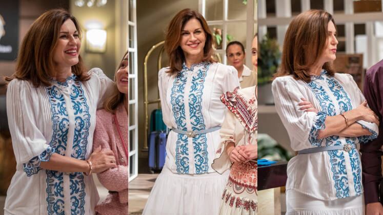 E, para receber os amigos de Mirela em Gramado, Ísis escolheu uma combinação de azul e branco com cintura marcada. Quer relembrar momentos da avó de Mirela em Tagem e se inspirar com mais looks da personagem? Assista aos episódios completos da série em PlayPlus.com!

