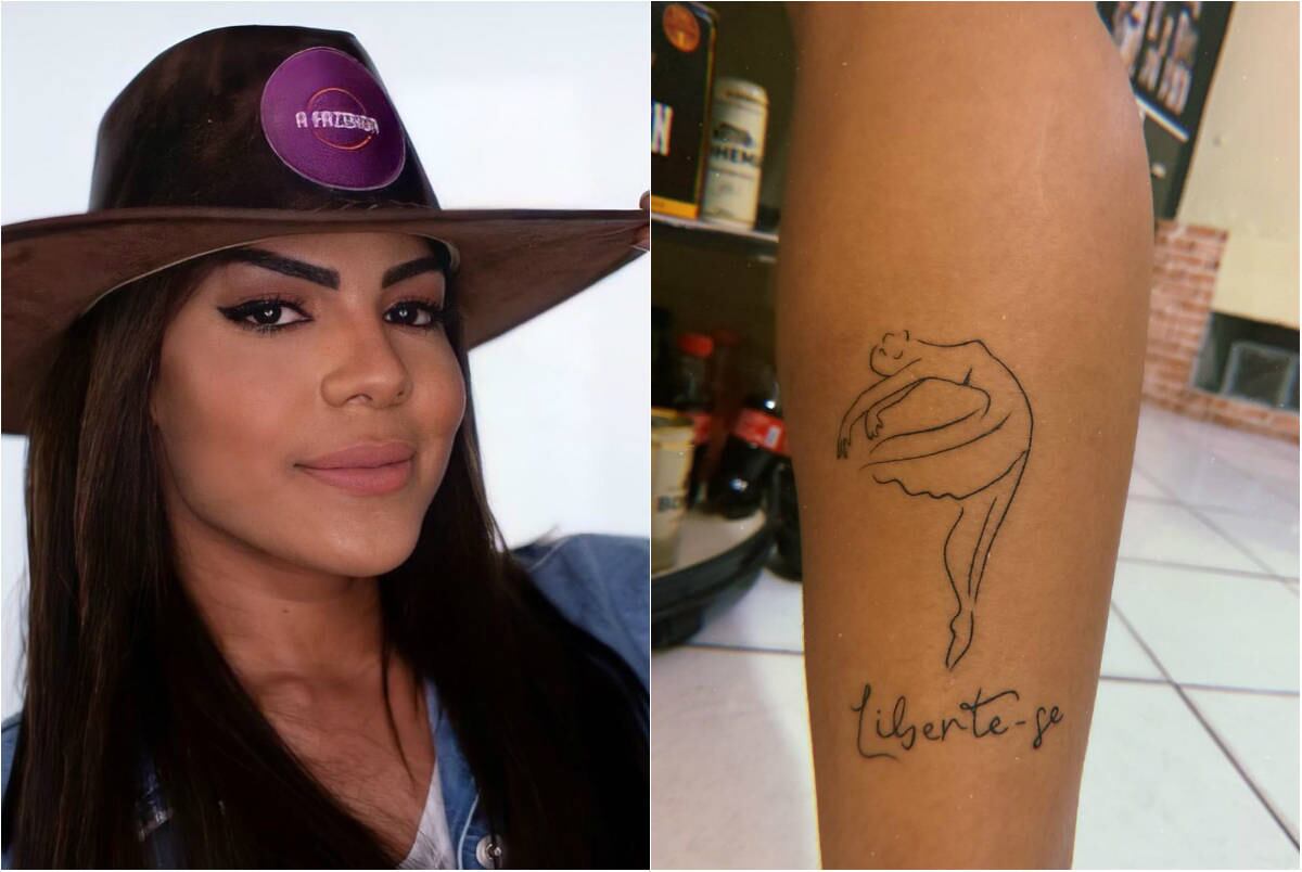 Da tattoo mais basiquinha ao corpo todo tatuado, as peoas de A Fazenda 12 são uma verdadeira inspiração quando o assunto é tatuagem! Entre elas, as flores predominam como desenho favorito. A Tays Reis lançou uma bailarina com a frase "Liberte-se"