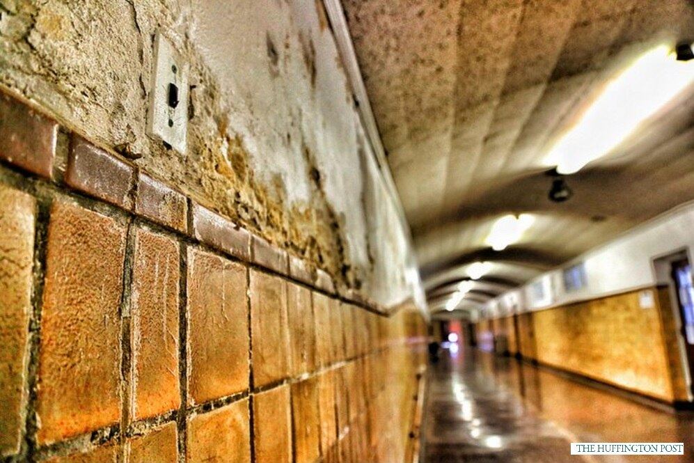 O portal Huffington Post relacionou algumas escolas no estado de Nova
Jersey, vizinho a Nova York, cuja deterioração chegou a níveis
intoleráveis.

O corredor da Trenton apresenta mofo espalhado pelas paredes e pelo teto, e as instalações elétricas estão deterioradas