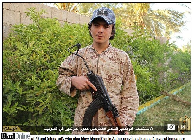 

Abu Basir al Shami (foto), de 17 anos, se explodiu na Província iraquiana de
Anbar

