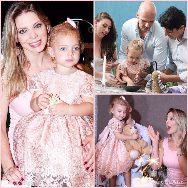 Sheila Mello e Xuxa realizaram o batizado e ainda a festa de dois anos da filha, Brenda. Vestida como uma princesa, a menina recebeu o carinho dos papais famosos, de amigos e de familiares