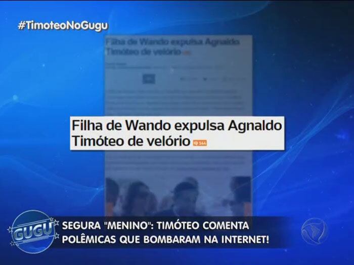 Mais uma polêmica foi esclarecida pelo cantor: o fato dele ter sido expulso do velório do cantor Wando em 2012

— Esta foi uma atitude profundamente infeliz da filha do Wando e eu sou culpado porque eu fui à Sônia Abrão e ele estava internado, mas jamais podíamos imaginar que perderíamos o Wando

+ Quer assistir às íntegras do programa Gugu? Acesse R7 Play e veja quando e onde quiser!
