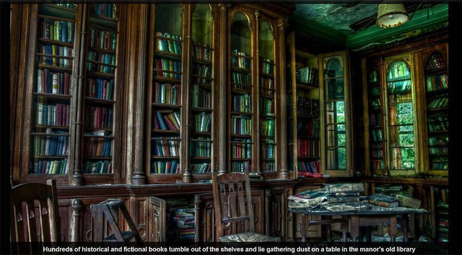 Milhares de livros históricos e ficcionais estão nas
prateleiras e na mesa de uma biblioteca da mansão