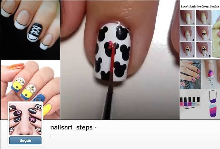 Para quem quer unhas divertidas, o @nailsart_steps é o perfil ideal. São muitas opções com passo a passo para seguir em casa