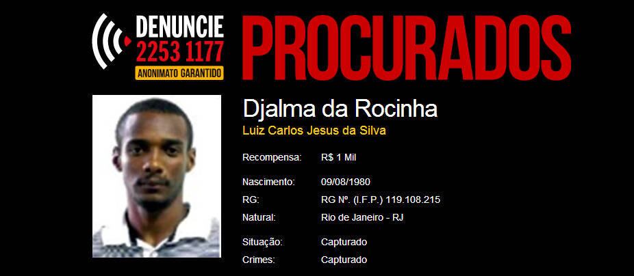 Havia uma recompensa de R$ 1.000 para quem pudesse passar pistas que levassem à captura de Djalma