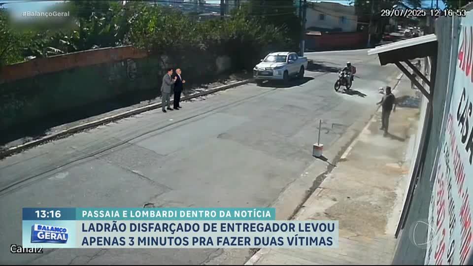 Dentro da Notícia: Ladrão disfarçado de entregador faz duas vítimas em três minutos