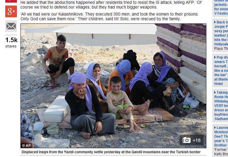 Outros iraquianos da comunidade Yazidi se refugiaram nas
montanhas Qandil, perto da fronteira com a Turquia