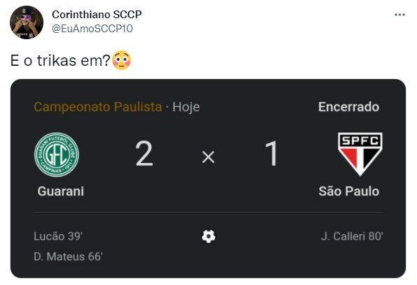Paulistão 2022: os melhores memes de Guarani 2 x 1 São Paulo