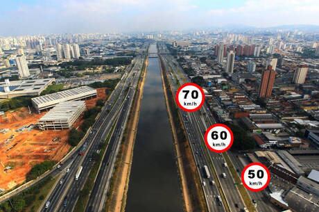 A marginal Tietê também teve as velocidades máximas reduzidas