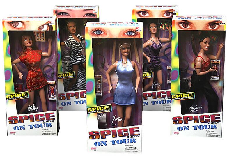 Não demorou para elas virarem produtos e todo mundo enlouquecer atrás de uma boneca das Spice Girls