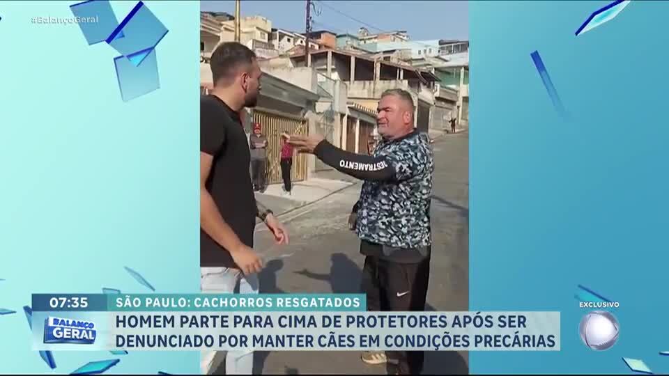Homem parte para cima de protetores após ser denunciado por maus-tratos a animais