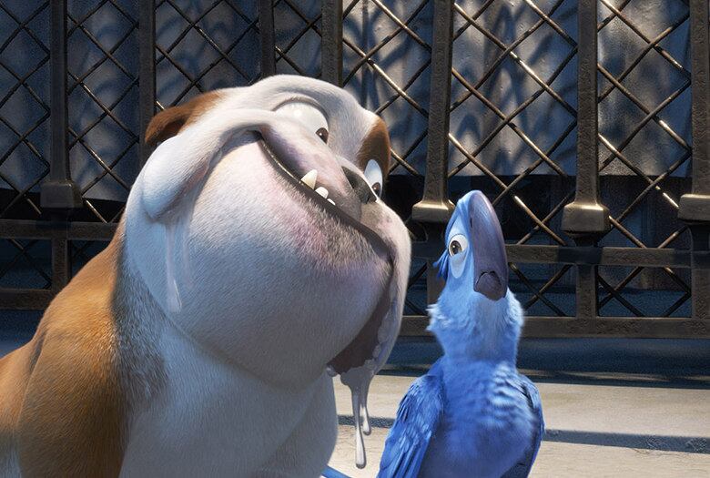 O bulldog Luiz, de Rio, é um dos destaques da animação do
brasileiro Carlos Saldanha. Primeiro porque o personagem é um dos únicos que
não é uma ave. Além disso, apesar da cara de mal, ela não passa de um babão
apaixonado por Carmen Miranda