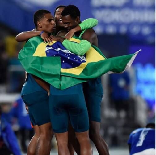 Os brasileiros venceram o mundial com o tempo de 38s05, a melhor marca desta temporada. O campeonato foi realizado no Estádio Internacional de Yohohama, o mesmo em que a seleção brasileira de futebol foi pentacampeã da Copa do Mundo em 2002