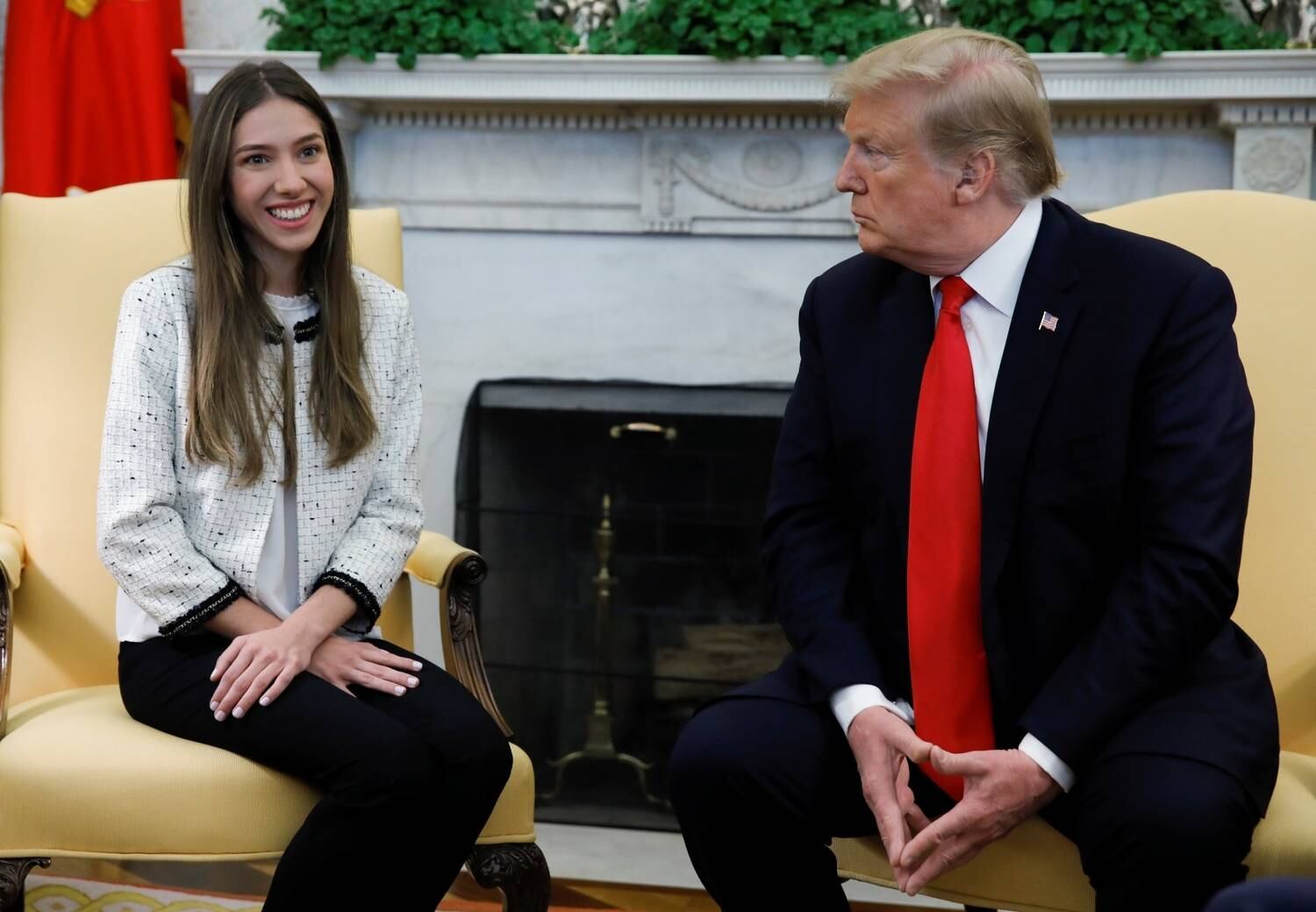 Trump com Fabiana Rosales, esposa de Juan Guiadó