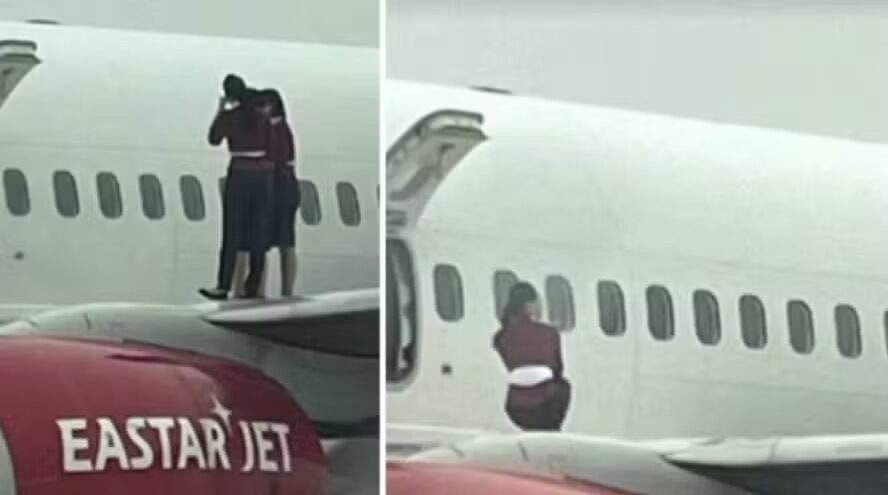 Comissárias de companhia aérea posam na asa de avião e geram polêmica