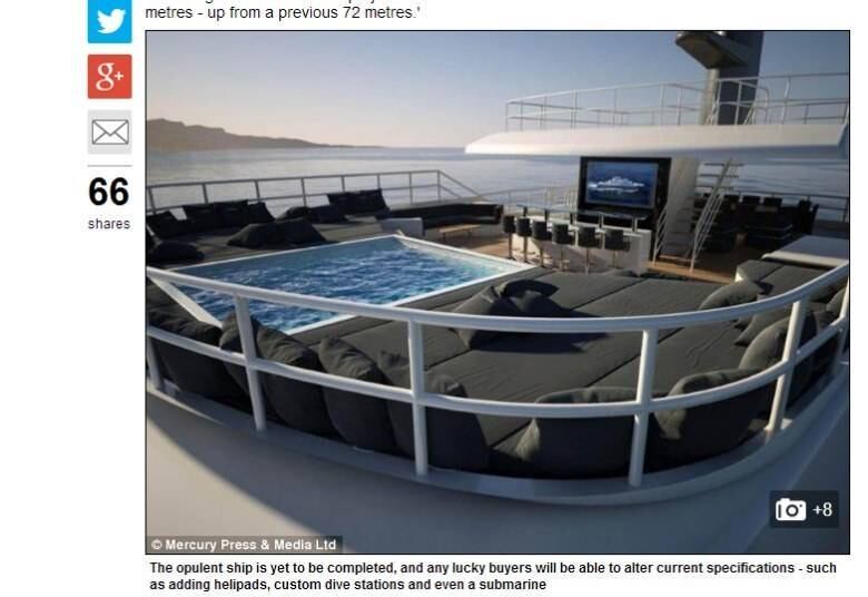 A embarcação tem ainda uma área destinada a quem quer relaxar de uma maneira diferente: uma plataforma de observação do mar