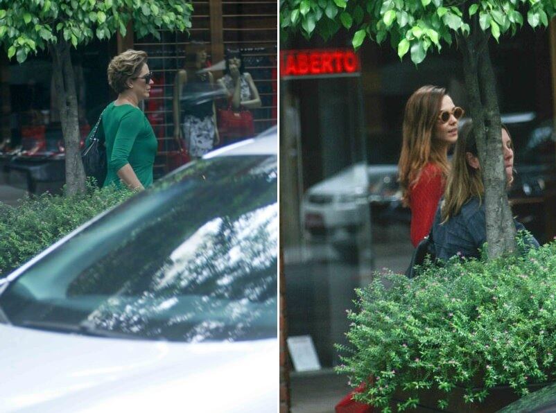 Claudia Raia e Tainá Müller foram fotografadas na entrada de um restaurante em São Paulo, na tarde desta segunda-feira (9) 