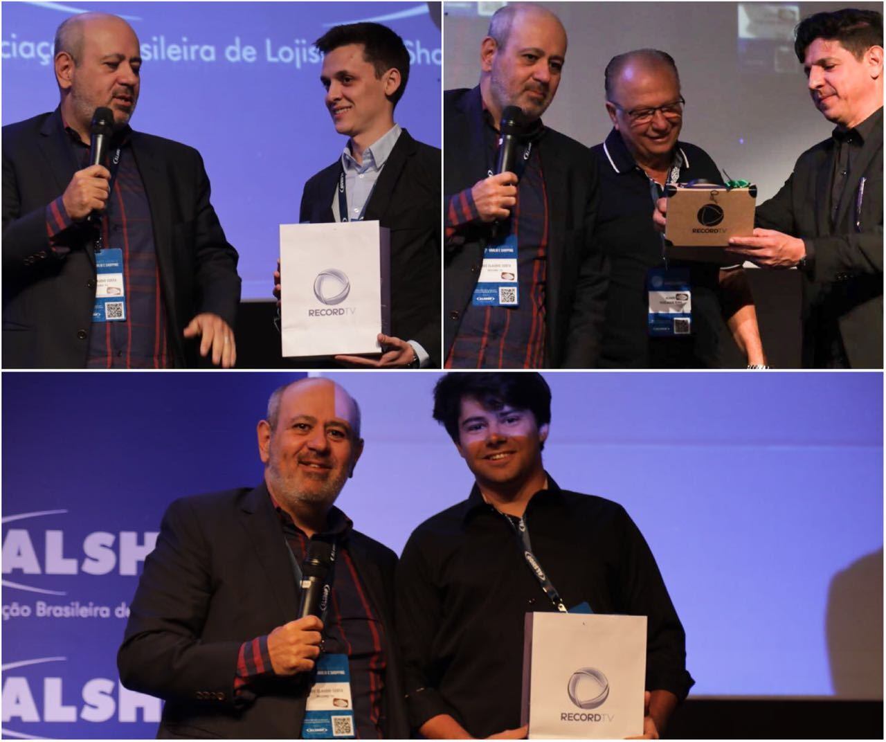 

A Record TV premiou quatro
participantes do 3º Simpósio Nacional de Varejo e Shopping, na noite de sábado
(7) durante o jantar de encerramento do evento em Foz do Iguaçu (PR)