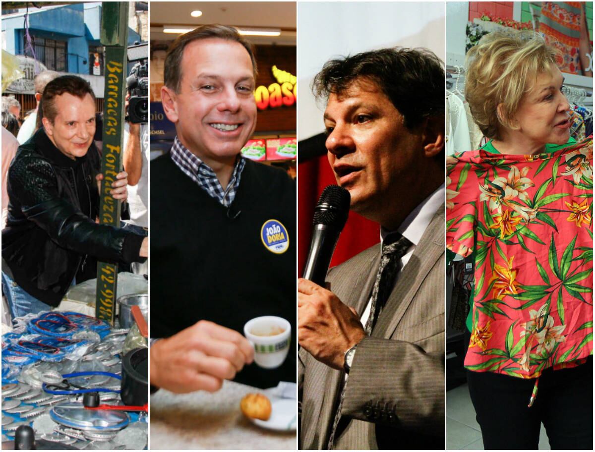 Os candidatos a prefeito de São Paulo tiveram agendas de campanha nesta quinta-feira (25). Fernando Haddad (PT), João Doria (PSDB) e Luiza Erundina (PSOL) participaram de um mesmo evento, na avenida Paulista. Marta Suplicy (PMDB) e Celso Russomanno (PRB) fizeram campanha fora do centro